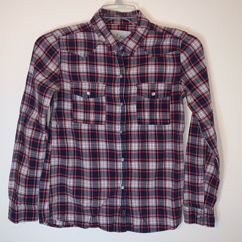 Buffalo David Bitton Men's Red Plaid Pearl Snap Shirt Long Sleeve Sz S/P